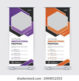 Corporate business roll up banner design. Modern pull up banner or stand banner design for business agency.