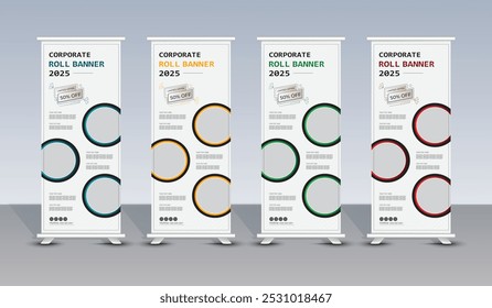 Negócios corporativos enrolar design de banner, layout de banner abstrato, vertical x banner, puxar design de banner, fundo, anúncio, apresentação