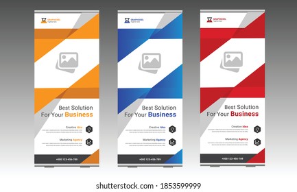 Corporate business roll up banner Template design.Roll up stand Banner vector layout with graphic elements.