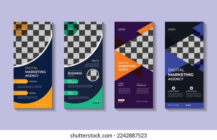 Corporate business roll up banner template. Digital Marketing Agency Roll up Banner layout design and stand banner template.