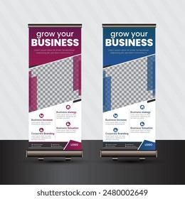 corporate business roll up banner template design ,one of the best modern business standee roll up banner design.