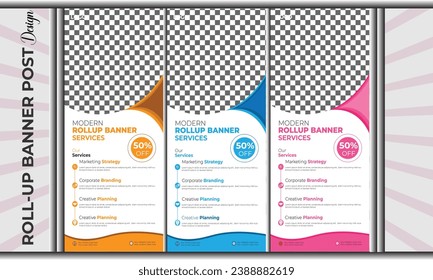 Corporate Business Roll Up Set. Standee Design. Banner Template, Abstract Blue Geometric Triangle Background vector, flyer, presentation, leaflet, j-flag, x-stand, x-banner, exhibition display design