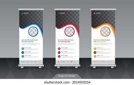 Corporate business roll up or stand banner template with abstract design