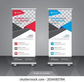 Corporate business roll up or stand banner template with abstract design