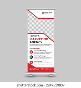 Corporate Business Roll Up Standee Banner Template Design.