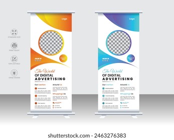   Corporate Business Roll-Up Banner Template Digital Marketing Agency Roll-Up Banner Layout Design,and standee banner, Color Variants.