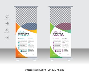   Corporate Business Roll-Up Banner Template Digital Marketing Agency Roll-Up Banner Layout Design,and standee banner, Color Variants.