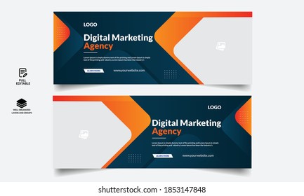 Corporate business social media design Facebook cover template web banner template 