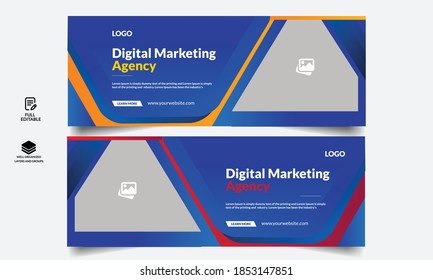 Corporate business social media design Facebook cover template web banner template 