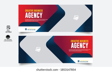 Corporate business social media design Facebook cover template web banner template 