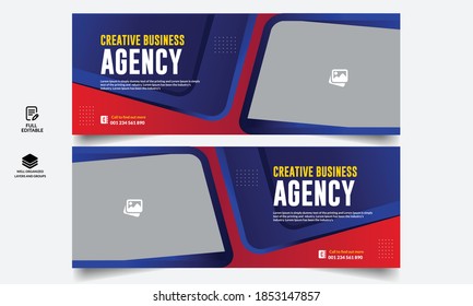 Corporate business social media design Facebook cover template web banner template 