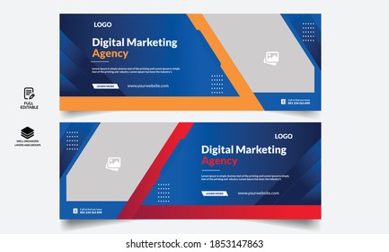 Corporate business social media design Facebook cover template web banner template 