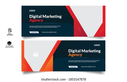 Corporate business social media design Facebook cover template web banner template 