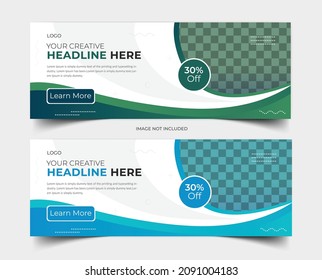 Corporate business social media design web banner Banner Template Social Media post green and blue modern layout Vector Corporate social media promotional cover, banner