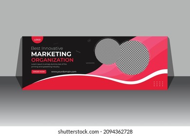 Corporate Business Social Media Design Facebook Cover, Web Banner Template With Black and Pink 
