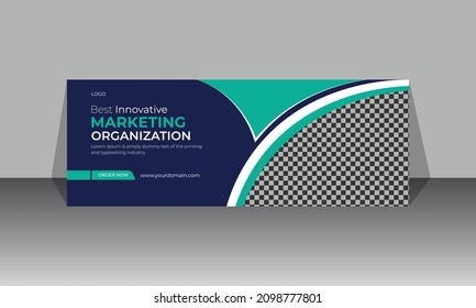 Corporate Business Social Media Design Facebook Cover, Web Banner Template With Blue And Light Green