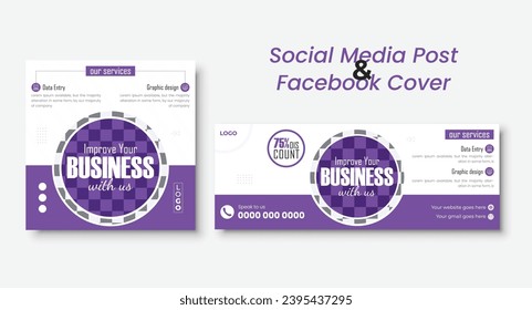 Corporate business social media design Facebook cover and social media post design vector.