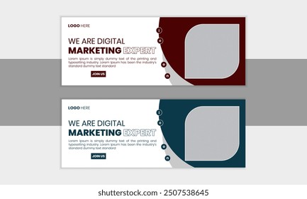 Corporate business social media facebook timeline cover or web banner template design, digital marketing agency 