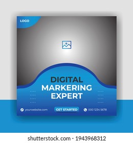 corporate business social media post banner template blue