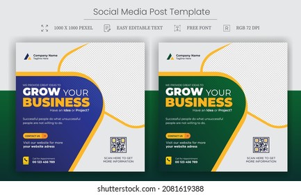 Corporate business social media post template Design. square flyer Design. Editable Post Template Social Media ads. Social Media Promotion banner design Template. Vector image ads post.