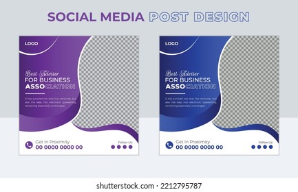 Corporate Business social media post Layout design template. Digital marketing banner with Two color scheme. 