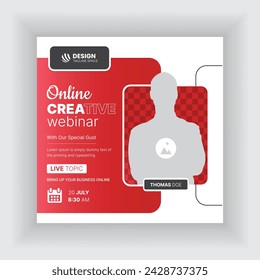 Corporate business social media post design, square flyer web banner template or Online live webinar