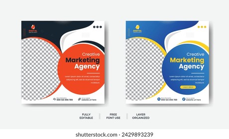 Corporate Business Social media post, Instagram feed post, social media poster. corporate business marketing banner ads for social media post, Digital marketing agency Social media post template.