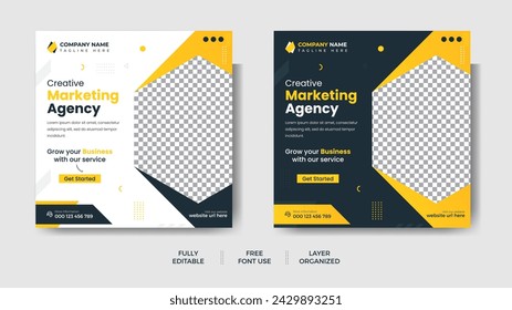 Corporate Business Social media post, Instagram feed post, social media poster. corporate business marketing banner ads for social media post, Digital marketing agency Social media post template.