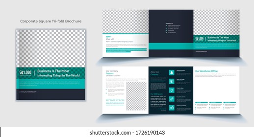 Corporate, Business Square Tri Fold Brochure Template