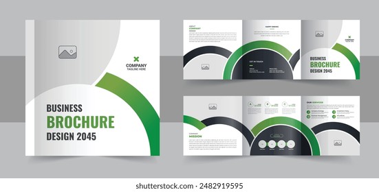 Corporate business square trifold brochure flyer, poster template design or modern square tri fold brochure template vector layout. corporate square trifold brochure design set