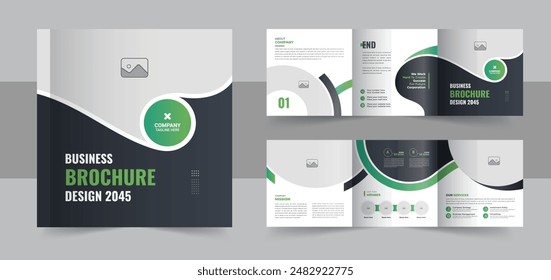 Corporate business square trifold brochure flyer, poster template design or modern square tri fold brochure template vector layout. modern corporate business square trifold brochure template