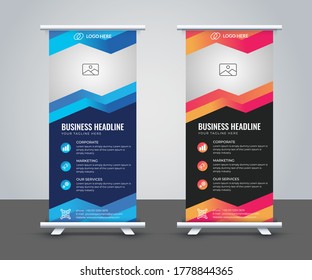 Corporate Business Stand Roll up banner design Vector template, Advertising promotional banner design for your business. Editable creative x banner design vector template. 