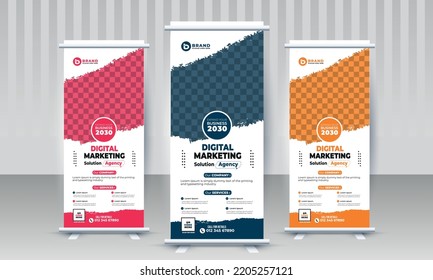 Corporate Business Standee X Rollup Pullup Retractable Signage Banner Design With Three Color Concept Vector Template