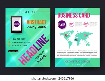 Corporate business stationery brochure templates. Back and front sides.