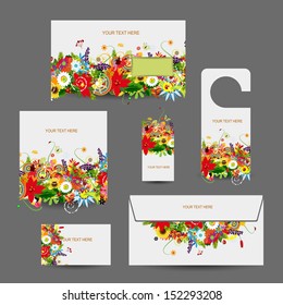 Corporate business style design: envelope, cards, label