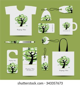 Corporate business style design, floral tree. Vector illustration