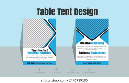 Corporate business table tent design. Minimal simple vector design	