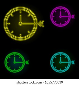 Corporate and business, target neon color set icon. Simple thin line, outline vector of corporate and business icons for ui and ux, website or mobile application