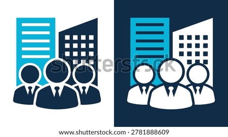 Corporate business team decorative elements set, professional flat style, workers, leadership, city skyscrapers, office, and management