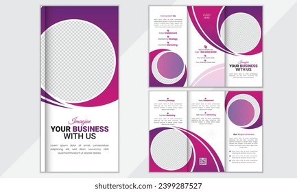 Corporate business template for tri fold flyer, Three fold brochure design.