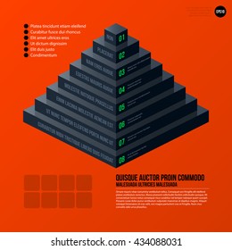 Corporate business timeline template on bright orange background. Useful for presentations and advertising.