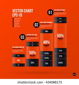 Corporate business timeline template on bright orange background. Useful for presentations and advertising.