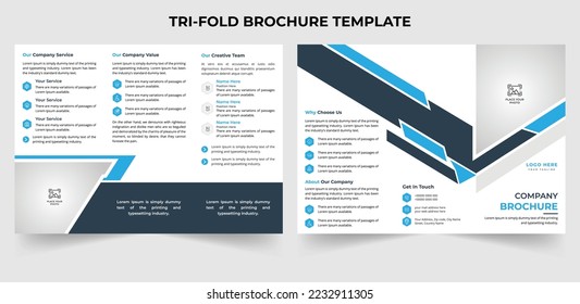 Corporate business trifold brochure design template in A4 size