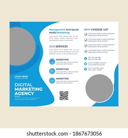 Corporate Business Trifold brochure pamphlet design layout shape, vector template in A4 size - Vector