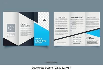 Corporate Business tri-fold brochure or Professional Company Profile Template. Ready Brochure Template.