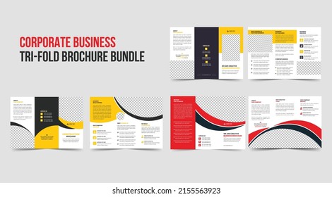 Corporate Business Trifold Brochure Template Design, business brochure bundle, presentation slide, booklet, trifold, bifold flyer for company profile, trifold layout, a4 size brochure