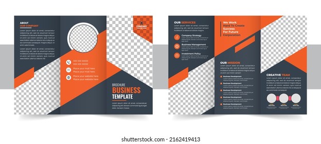 Corporate business trifold brochure template, Creative and Professional tri fold brochure vector design. trifold brochure template with modern style and minimalist concept