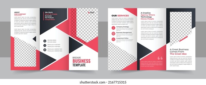 Corporate business trifold brochure template; Creative and Professional tri fold brochure vector design. brochure template, creative tri-fold, trend brochure
