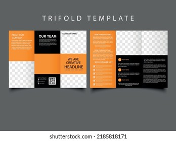 Corporate business trifold brochure template. Modern, Creative and Professional tri fold brochure vector design. Vector graphics.