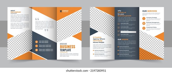 Corporate business trifold brochure template. Modern, Creative and Professional tri fold brochure design. minimal style trifold brochure design template vector